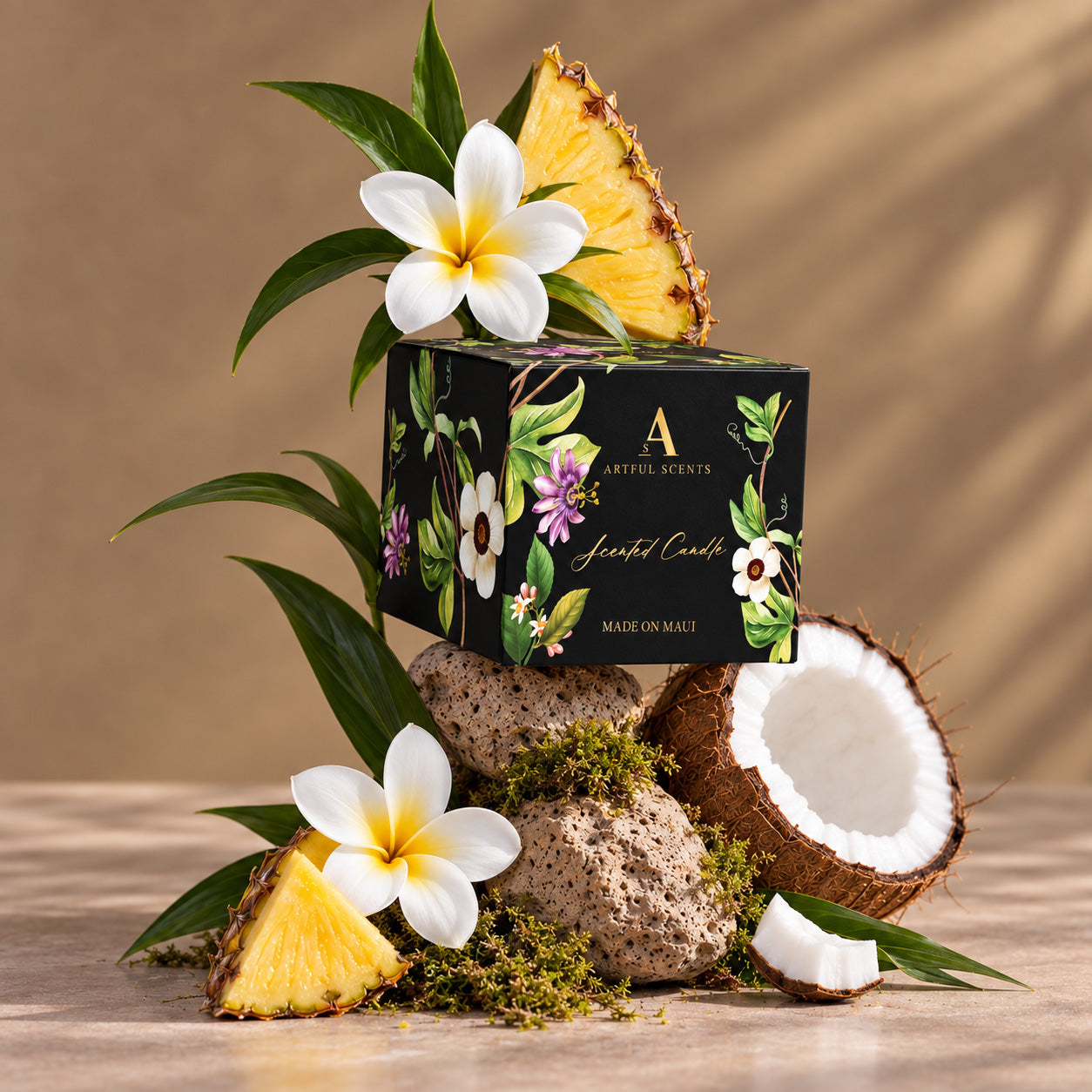 ハワイ購入LoveRenaissance新品 LAHAINA : Pineapple + Coconut Candle – Artful Scents
